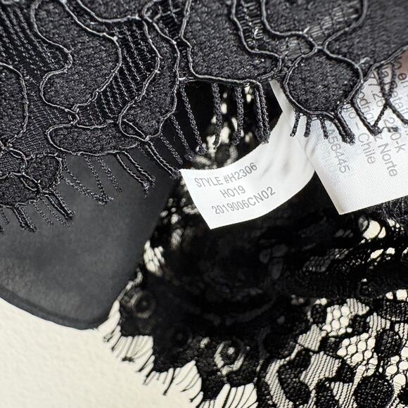 J Crew Size 10 Lace Top Blouse Black Floral Mock Neck Cotton Blend Long Sleeves - Picture 9 of 11